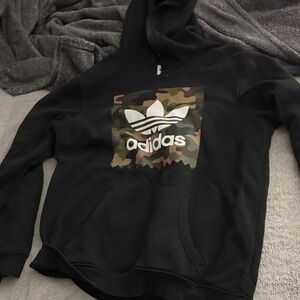 Adidas Black Hoodie with Camo Logo